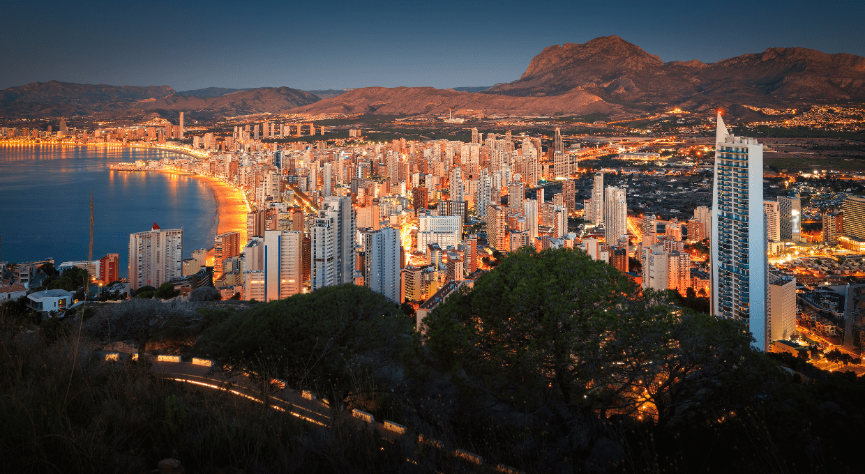 beautifil view of the benidorm skyline and nightlife